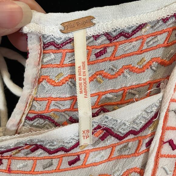 Free People Dance Magic Tunic Top Sheer Embroidered Metallic Thread Floral XS - Picture 4 of 7